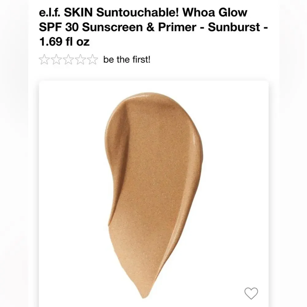 New 3 ELF SUNTOUCHABLE! Whoa Glow SPF 30 Sun Protection + Makeup Primer Sunburst